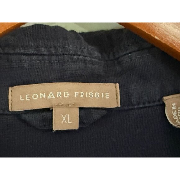 Leonard Frisbie Mens Short Sleeve Button-Up Shirt Navy Blue Cotton XL - Picture 3 of 6